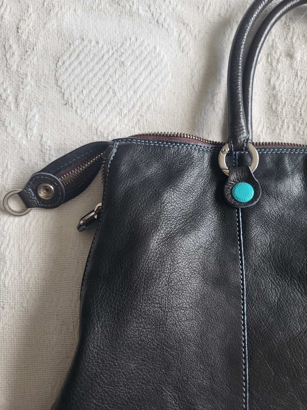Gabs Black Leather Convertible Tote with Teal Accents - Women Bags - Picture 2 of 14
